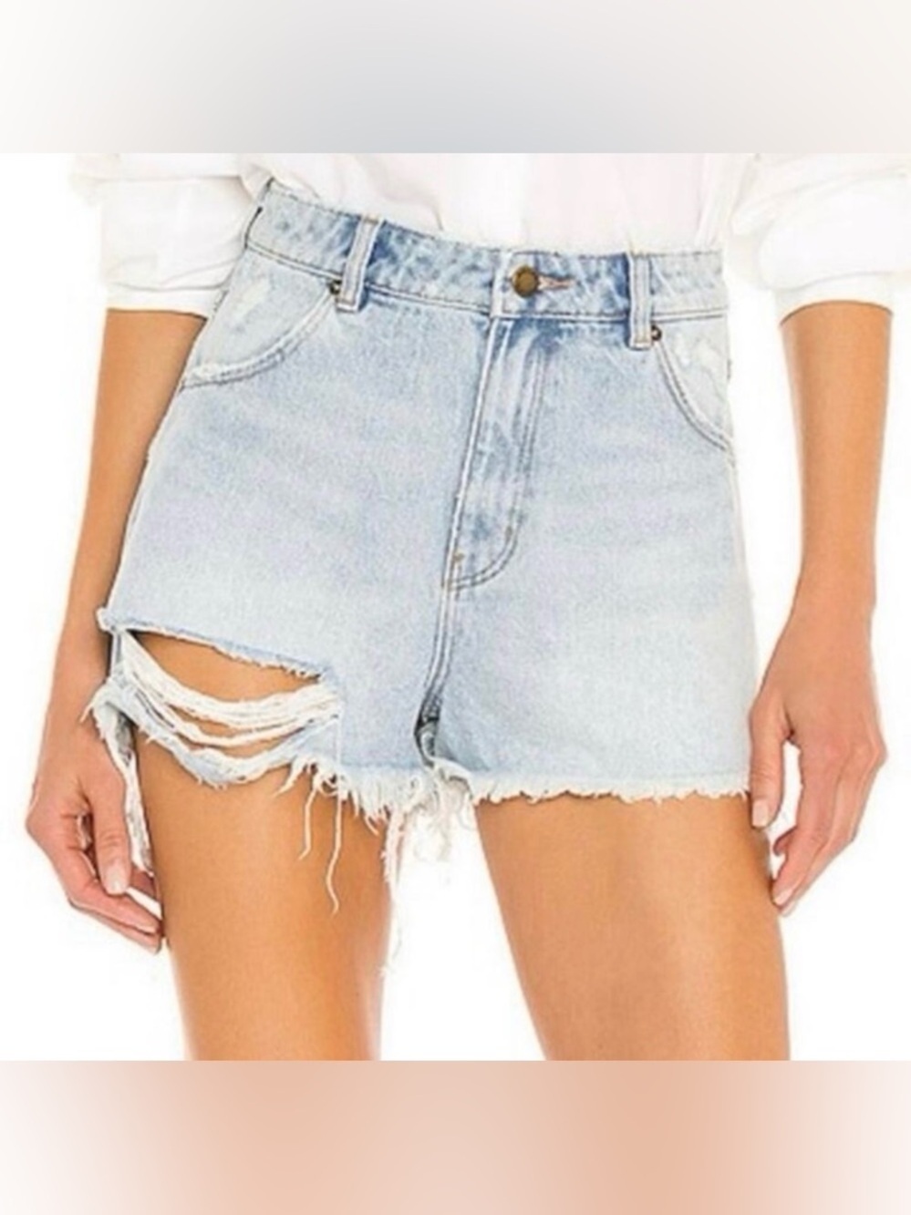 ROLLAS Dusters high rise ripped jean shorts 27
